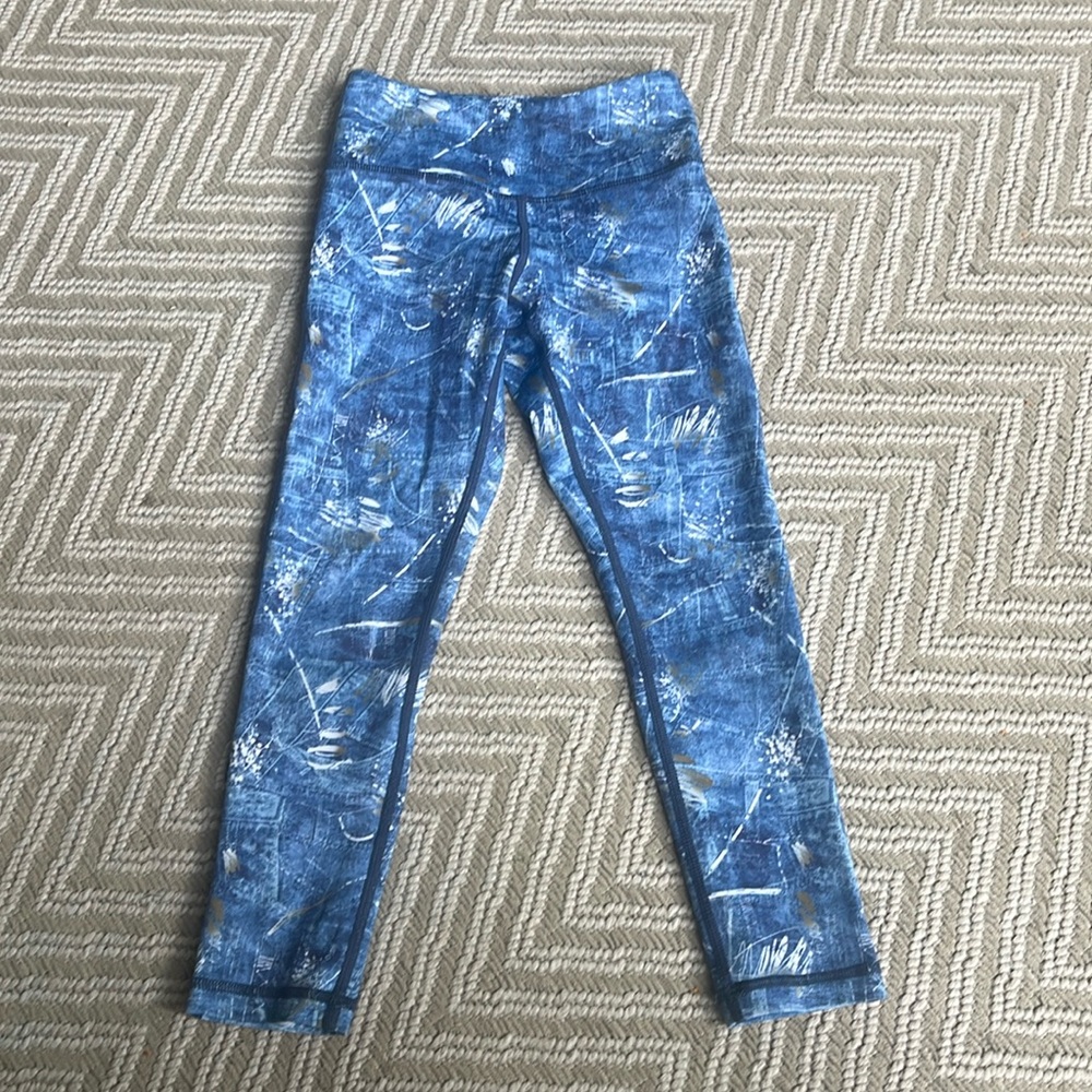 ZYIA Blue Marble Print Kids Leggings
